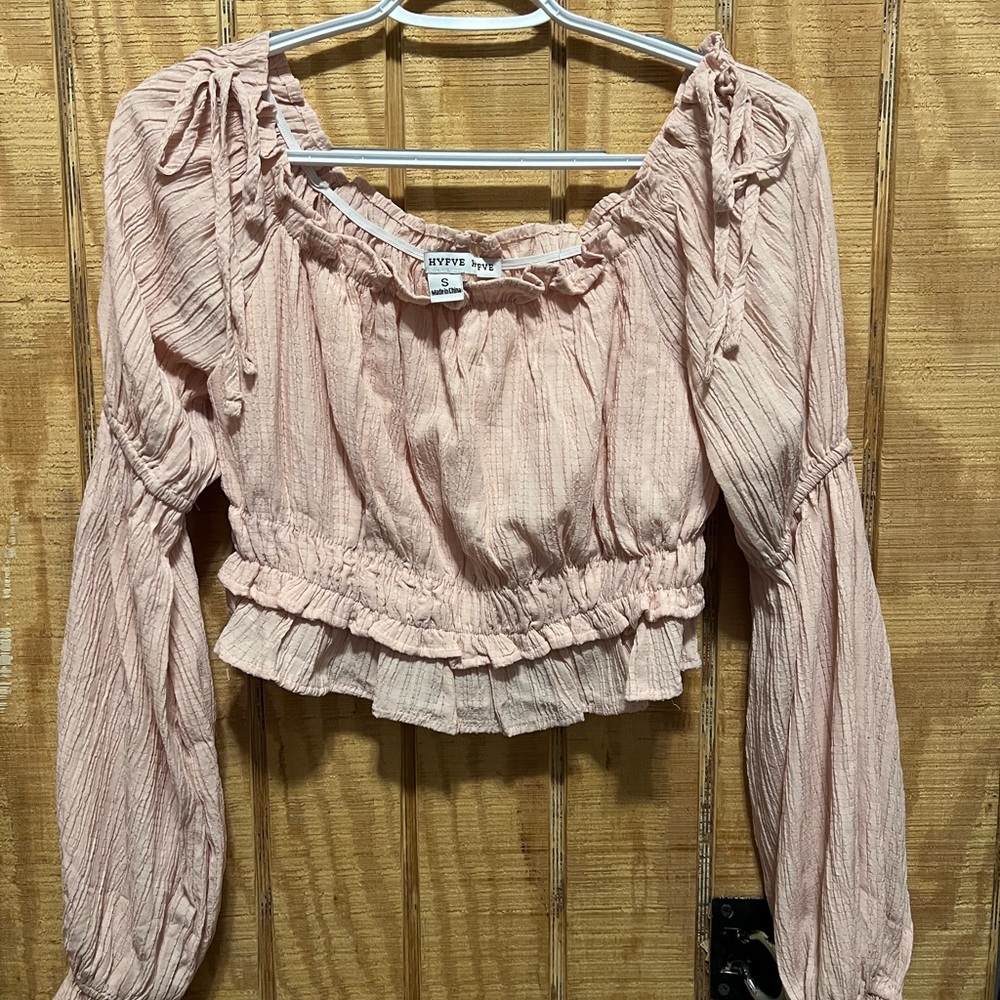 HYFVE Blush Ruffled Long Sleeve Blouse